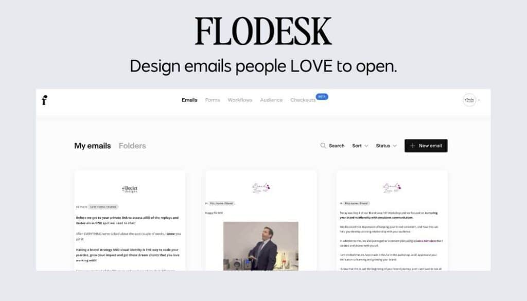 flodesk is great for email marketing for private practice websites