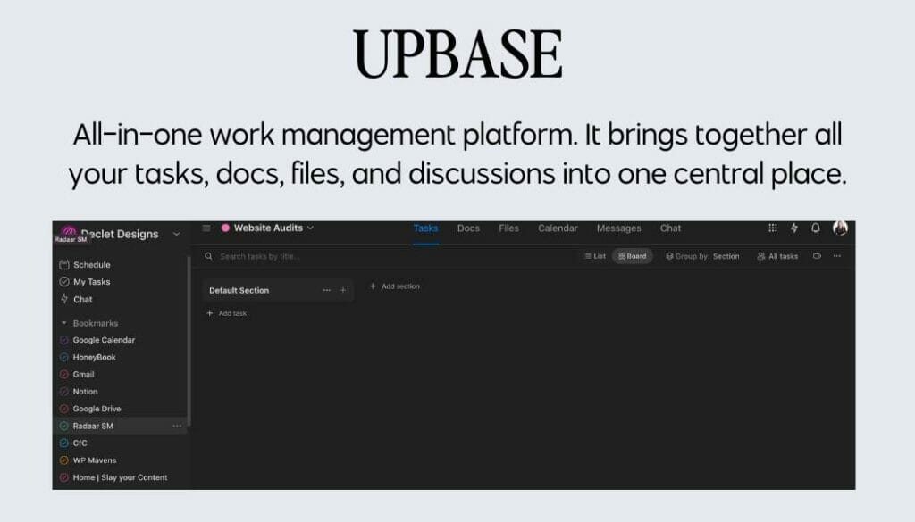 upbase is great for private practice project management