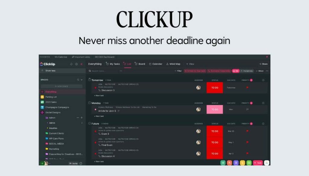 clickup is great for private practice task management